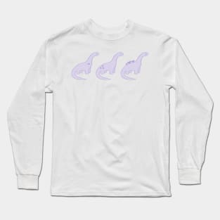 Lavender Heart Dinosaurs (White Background) Long Sleeve T-Shirt